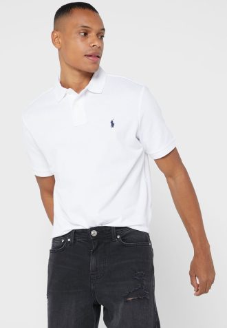 Valkoiset miesten Ralph Lauren Essential poolopaidat Valkoiset miesten Ralph Lauren Essential poolopaidat