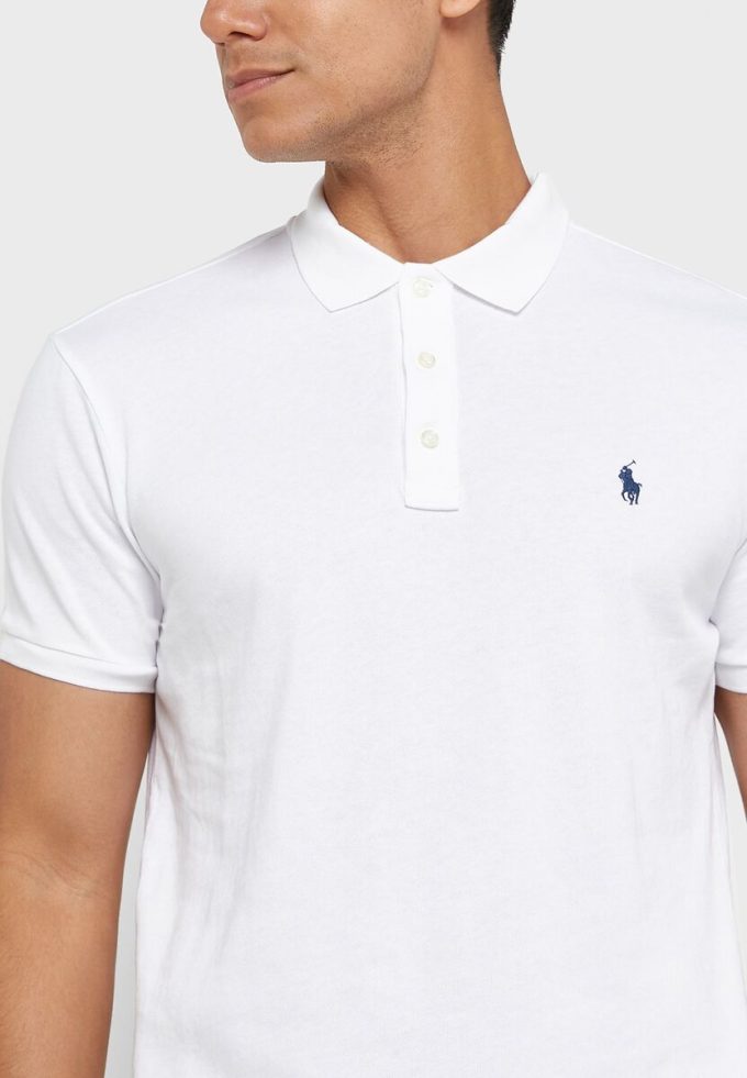 Valkoiset miesten Ralph Lauren Essential poolopaidat Valkoiset miesten Ralph Lauren Essential poolopaidat
