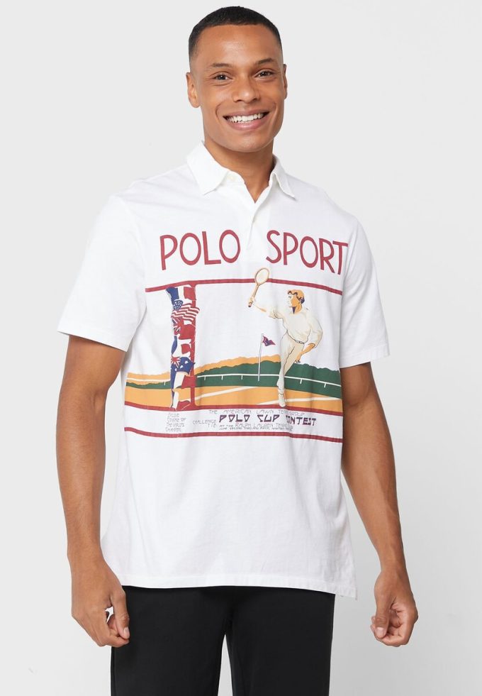 Valkoiset Miesten Ralph Lauren Graafiset poolopaidat
