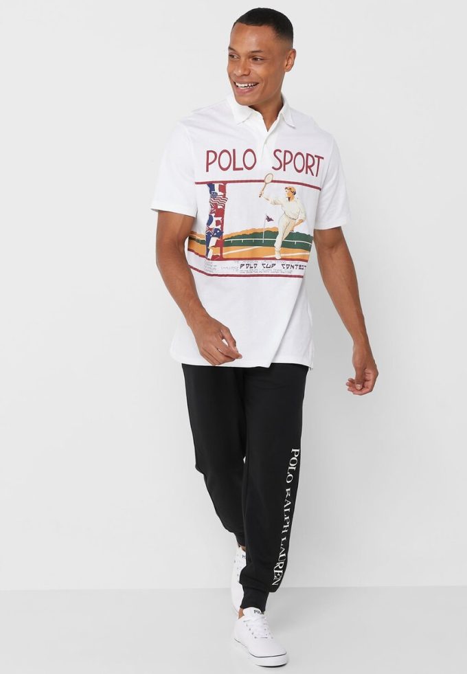 Valkoiset Miesten Ralph Lauren Graafiset poolopaidat