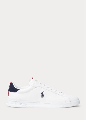 Valkoiset miesten Ralph Lauren Heritage Court II -nahkaiset tennarit Valkoiset miesten Ralph Lauren Heritage Court II -nahkaiset tennarit