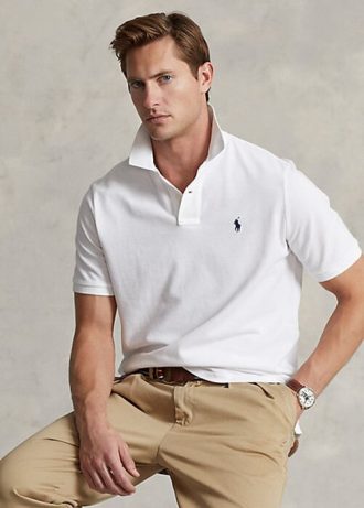Valkoiset miesten Ralph Lauren Ikoniset mesh poolopaidat