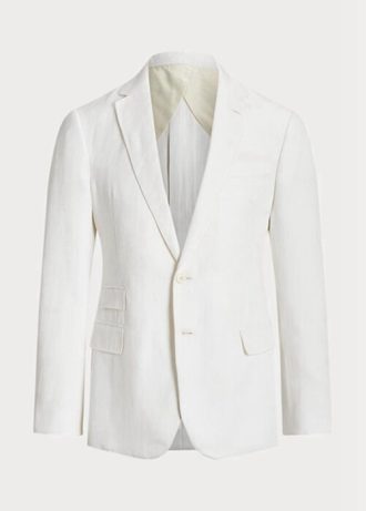 Valkoiset miesten Ralph Lauren Kentin kalanruotopuvun bleiserit Valkoiset miesten Ralph Lauren Kentin kalanruotopuvun bleiserit