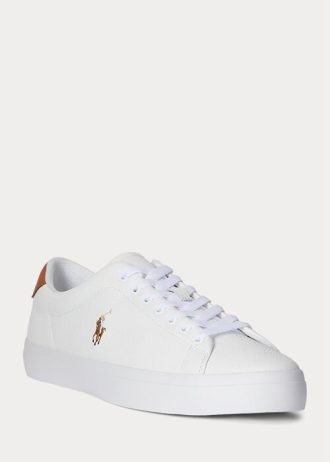 Valkoiset miesten Ralph Lauren Longwood -nahkaiset tennarit Valkoiset miesten Ralph Lauren Longwood -nahkaiset tennarit