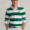 Valkoiset miesten Ralph Lauren mukautetut Slim Fit Bear Rugby -poolopaidat Valkoiset miesten Ralph Lauren mukautetut Slim Fit Bear Rugby -poolopaidat