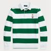 Valkoiset miesten Ralph Lauren mukautetut Slim Fit Bear Rugby -poolopaidat Valkoiset miesten Ralph Lauren mukautetut Slim Fit Bear Rugby -poolopaidat