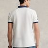 Valkoiset miesten Ralph Lauren mukautetut Slim Fit Big Pony Mesh -poolopaidat Valkoiset miesten Ralph Lauren mukautetut Slim Fit Big Pony Mesh -poolopaidat