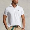 Valkoiset miesten Ralph Lauren mukautetut Slim Fit Birdseye poolopaidat Valkoiset miesten Ralph Lauren mukautetut Slim Fit Birdseye poolopaidat