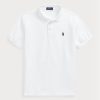 Valkoiset miesten Ralph Lauren mukautetut Slim Fit Birdseye poolopaidat Valkoiset miesten Ralph Lauren mukautetut Slim Fit Birdseye poolopaidat