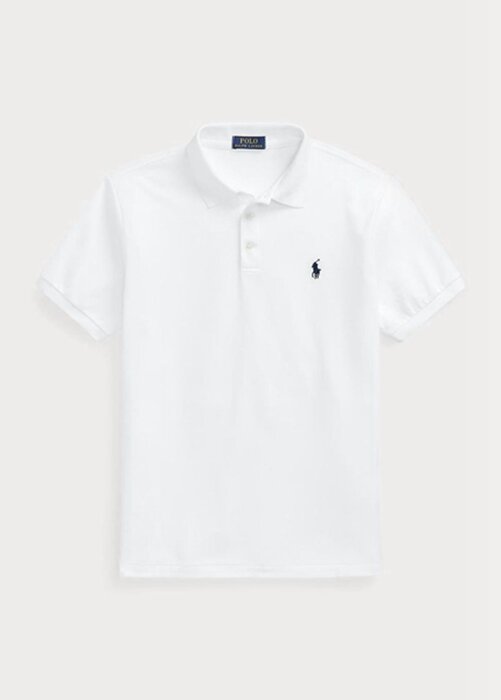 Valkoiset miesten Ralph Lauren mukautetut Slim Fit Birdseye poolopaidat Valkoiset miesten Ralph Lauren mukautetut Slim Fit Birdseye poolopaidat