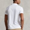 Valkoiset miesten Ralph Lauren mukautetut Slim Fit Birdseye poolopaidat Valkoiset miesten Ralph Lauren mukautetut Slim Fit Birdseye poolopaidat