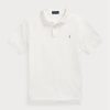 Valkoiset miesten Ralph Lauren mukautetut Slim Fit mesh poolopaidat Valkoiset miesten Ralph Lauren mukautetut Slim Fit mesh poolopaidat