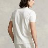 Valkoiset miesten Ralph Lauren mukautetut Slim Fit mesh poolopaidat Valkoiset miesten Ralph Lauren mukautetut Slim Fit mesh poolopaidat