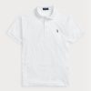 Valkoiset miesten Ralph Lauren mukautetut Slim Fit pehmeät puuvillaiset poolopaidat Valkoiset miesten Ralph Lauren mukautetut Slim Fit pehmeät puuvillaiset poolopaidat