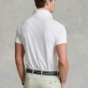 Valkoiset miesten Ralph Lauren mukautetut Slim Fit pehmeät puuvillaiset poolopaidat Valkoiset miesten Ralph Lauren mukautetut Slim Fit pehmeät puuvillaiset poolopaidat