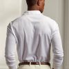 Valkoiset miesten Ralph Lauren mukautetut Slim Fit Pique poolopaidat Valkoiset miesten Ralph Lauren mukautetut Slim Fit Pique poolopaidat