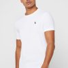 Valkoiset miesten Ralph Lauren mukautetut Slim Fit puuvillaiset T-paidat Valkoiset miesten Ralph Lauren mukautetut Slim Fit puuvillaiset T-paidat