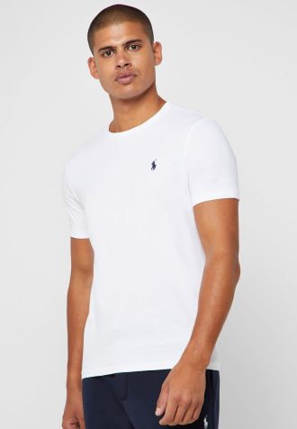 Valkoiset miesten Ralph Lauren mukautetut Slim Fit puuvillaiset T-paidat