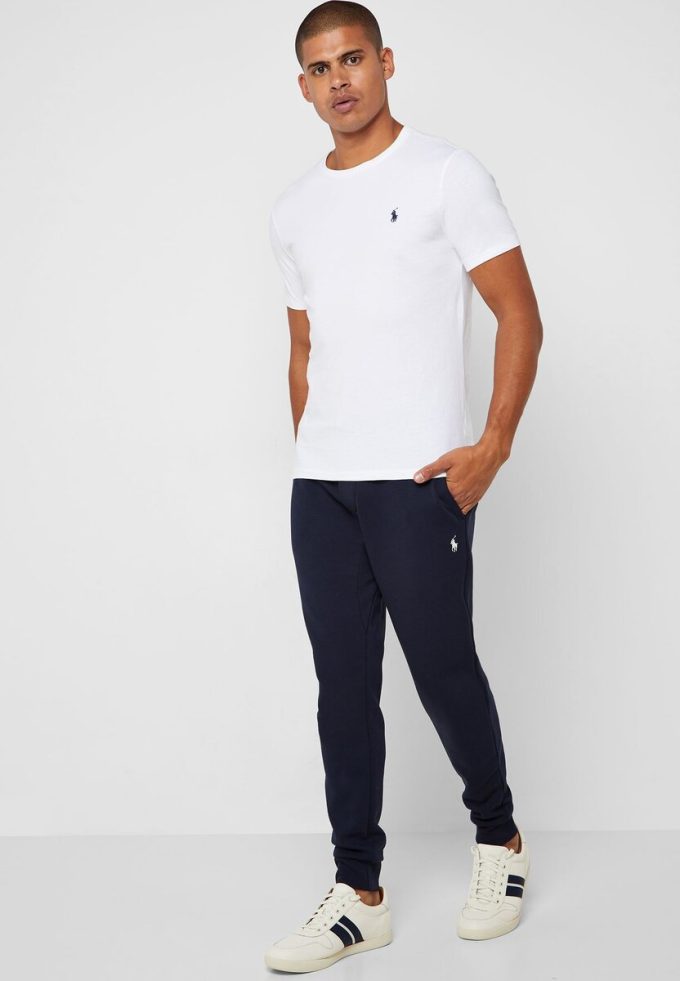 Valkoiset miesten Ralph Lauren mukautetut Slim Fit puuvillaiset T-paidat Valkoiset miesten Ralph Lauren mukautetut Slim Fit puuvillaiset T-paidat