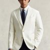 Valkoiset miesten Ralph Lauren Polo pehmeät pellavapuvut Valkoiset miesten Ralph Lauren Polo pehmeät pellavapuvut