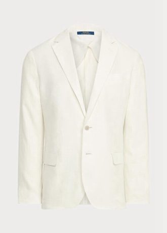 Valkoiset miesten Ralph Lauren Polo pehmeät pellavapuvut Valkoiset miesten Ralph Lauren Polo pehmeät pellavapuvut