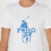 Valkoiset miesten Ralph Lauren -printoidut pyöreäkauluksiset T-paidat