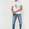 Valkoiset miesten Ralph Lauren -printoidut pyöreäkauluksiset T-paidat