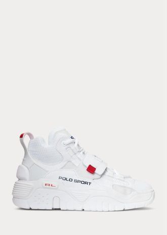 Valkoiset miesten Ralph Lauren PS100 korkeat tennarit Valkoiset miesten Ralph Lauren PS100 korkeat tennarit