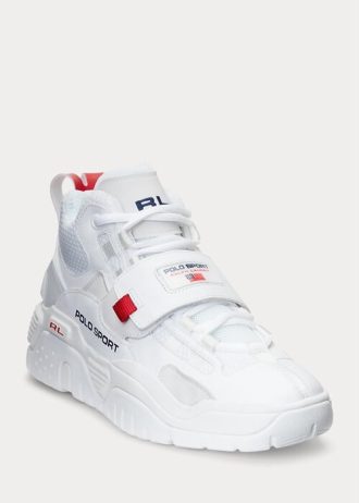 Valkoiset miesten Ralph Lauren PS100 korkeat tennarit Valkoiset miesten Ralph Lauren PS100 korkeat tennarit