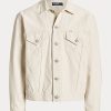 Valkoiset miesten Ralph Lauren Relax Fit Canvas Trucker -takit Valkoiset miesten Ralph Lauren Relax Fit Canvas Trucker -takit