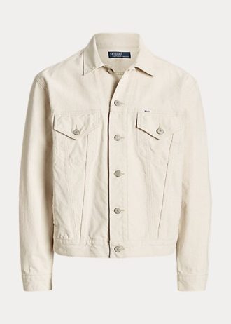 Valkoiset miesten Ralph Lauren Relax Fit Canvas Trucker -takit Valkoiset miesten Ralph Lauren Relax Fit Canvas Trucker -takit