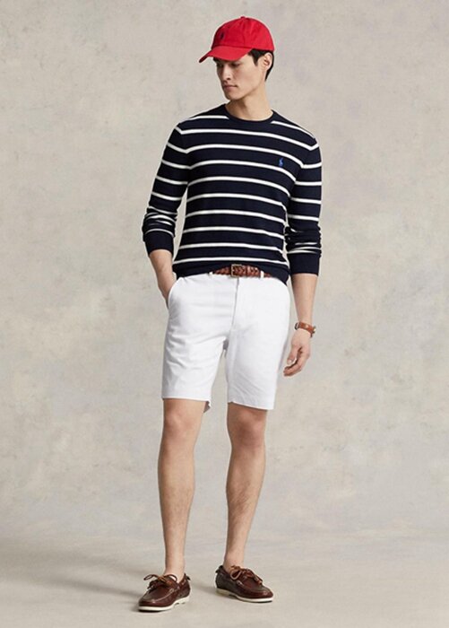 Valkoiset miesten Ralph Lauren Räätälöidyt Stretch Twill -shortsit Valkoiset miesten Ralph Lauren Räätälöidyt Stretch Twill -shortsit