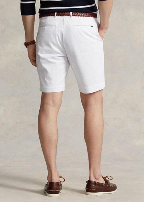 Valkoiset miesten Ralph Lauren Räätälöidyt Stretch Twill -shortsit Valkoiset miesten Ralph Lauren Räätälöidyt Stretch Twill -shortsit