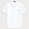 Valkoiset miesten Ralph Lauren Slim Fit mesh poolopaidat Valkoiset miesten Ralph Lauren Slim Fit mesh poolopaidat