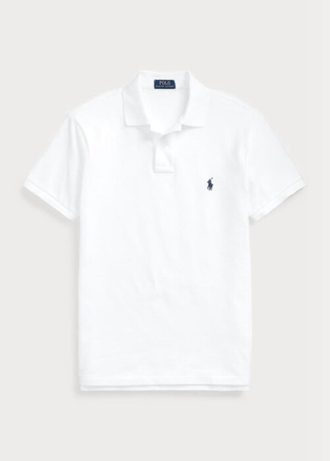Valkoiset miesten Ralph Lauren Slim Fit mesh poolopaidat Valkoiset miesten Ralph Lauren Slim Fit mesh poolopaidat