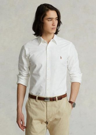 Valkoiset miesten Ralph Lauren Slim Fit Oxford paidat Valkoiset miesten Ralph Lauren Slim Fit Oxford paidat