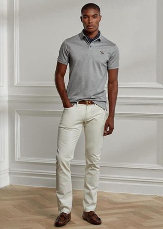 Valkoiset miesten Ralph Lauren Slim Fit Stretch -farkut Valkoiset miesten Ralph Lauren Slim Fit Stretch -farkut