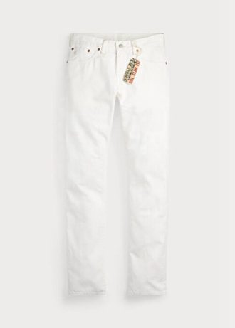 Valkoiset miesten Ralph Lauren Slim Fit Whitestone-farkut Valkoiset miesten Ralph Lauren Slim Fit Whitestone-farkut