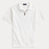 Valkoiset miesten Ralph Lauren Stretch Mesh -vetoketjulliset poolopaidat Valkoiset miesten Ralph Lauren Stretch Mesh -vetoketjulliset poolopaidat