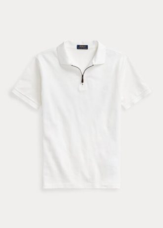 Valkoiset miesten Ralph Lauren Stretch Mesh -vetoketjulliset poolopaidat Valkoiset miesten Ralph Lauren Stretch Mesh -vetoketjulliset poolopaidat