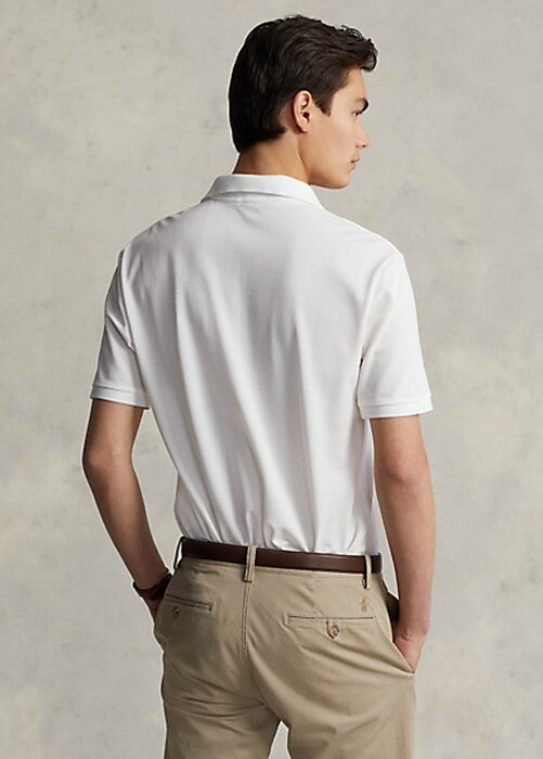 Valkoiset miesten Ralph Lauren Stretch Mesh -vetoketjulliset poolopaidat Valkoiset miesten Ralph Lauren Stretch Mesh -vetoketjulliset poolopaidat