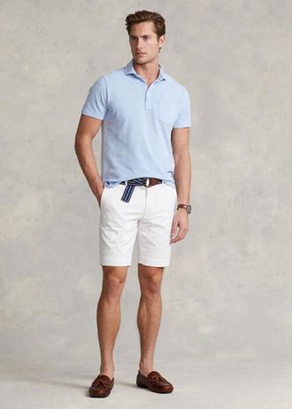Valkoiset miesten Ralph Lauren Stretch Slim Fit Chino Shortsit