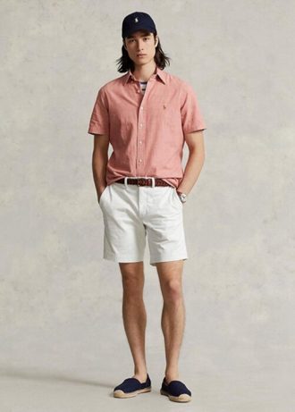 Valkoiset miesten Ralph Lauren Stretch Straight Fit chino shortsit