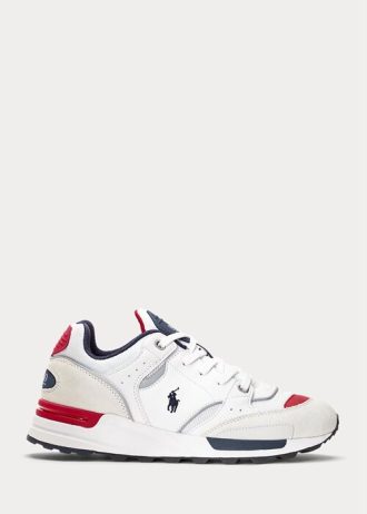 Valkoiset miesten Ralph Lauren Trackster 200 -lenkkarit Valkoiset miesten Ralph Lauren Trackster 200 -lenkkarit