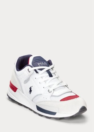 Valkoiset miesten Ralph Lauren Trackster 200 -lenkkarit Valkoiset miesten Ralph Lauren Trackster 200 -lenkkarit