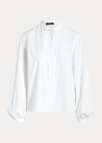 Valkoiset naisten Ralph Lauren Boxy Fit puuvillaiset blouson-hihaiset paidat