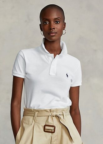 Valkoiset naisten Ralph Lauren Classic Fit mesh poolopaidat