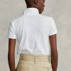 Valkoiset naisten Ralph Lauren Classic Fit mesh poolopaidat Valkoiset naisten Ralph Lauren Classic Fit mesh poolopaidat