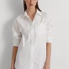 Valkoiset naisten Ralph Lauren Cotton Broadcloth -paidat Valkoiset naisten Ralph Lauren Cotton Broadcloth -paidat