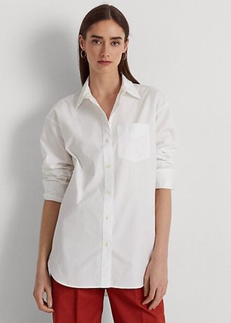 Valkoiset naisten Ralph Lauren Cotton Broadcloth -paidat